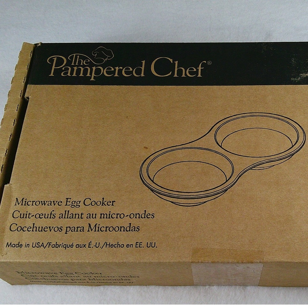 The Pampered Chef Microwave Egg Cooker 1372 Natural‎ Stoneware Made in USA New